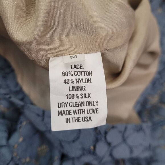 Lily‎ Ashwell Blue Eyelet Floral Blouse Sz S/XS Cotton Silk Cottagecore Romantic - Picture 3 of 6